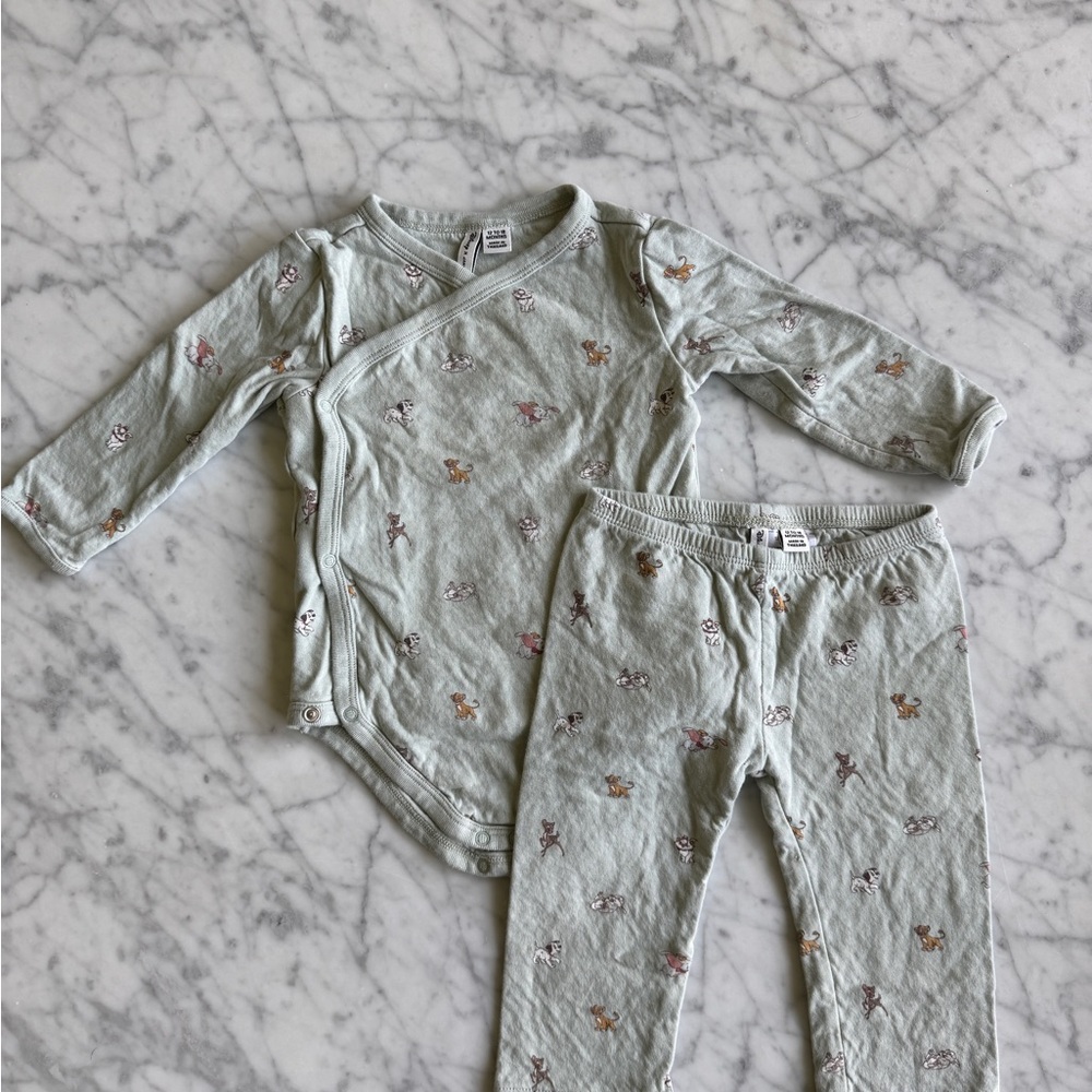Kids Set - Light Sage Green Disney Print